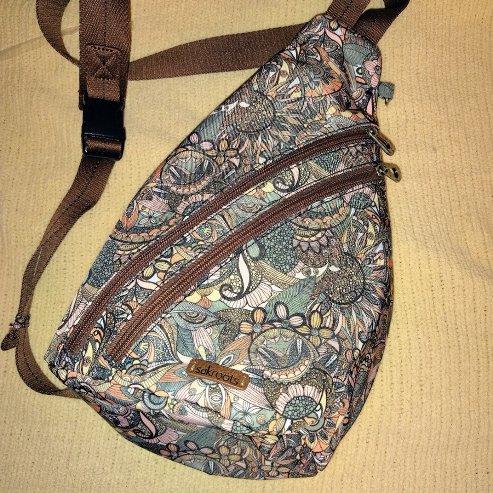 Sakroots Multicolor Sling Bag with Brown Accents